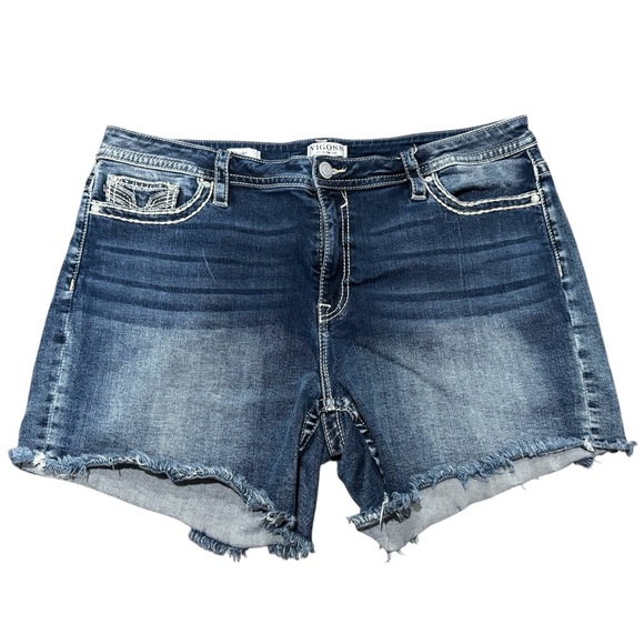 Vigoss Women’s Jean Shorts Size 20 With American Flag Pocket Frayed Hem - Picture 2 of 9